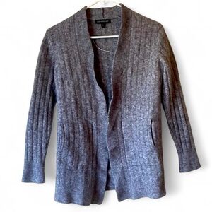 Banana Republic Gray Open-Front Ribbed Wool-Blend Cardigan